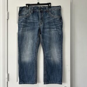 Silver Jeans Mens Gordie 38x30 (39x26) Medium Wash Straight‎ Relaxed Denim Jeans